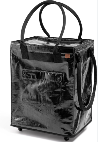 CleverMade Large Laundry Basket Hamper Bag, 90l Portable Collapsible Cart with Wheels, Heavy Duty Storage Organizer for Clothes & Groceries, Rolling Utility Tote with 75 lb Capacity, Foldable, Onyx