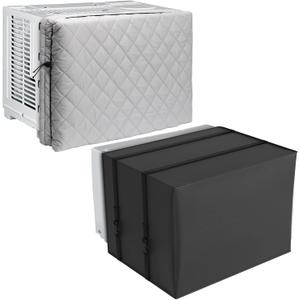 2 Pack Indoor Outdoor Window Air Conditioner Cover Adjustable Window AC Unit Cover with Drawstring Double Insulation 21"x16"x3.5" for Inside Dust-Proof Waterproof 21x16x15 for Outside (Medium)