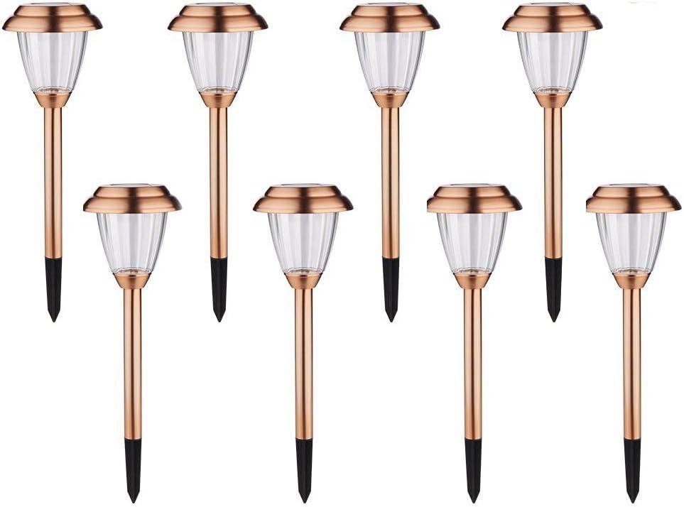 Solar Lights Outdoor - 8 Pack Copper Garden Walkway Lights Solar Powered Waterproof for Garden, Lawn, Yard, Pathway (Brown)