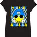 Down Right Amazing T21 Down Awareness Smile Face Boy Girl T-Shirt, Size S