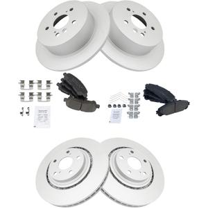 TRQ Front and Rear Brake Pad & Rotor Kit Brake Pads Brake Rotor Ceramic Premium G-Coated Compatible with 2008-2013 Toyota Highlander (BKA11944)