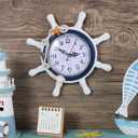 BESPORTBLE Wall Clock Ship Wheel Shape Clock Beach Decorative Wall Watch for Nautical Nursery Room Bedroom Decoration (Random Color)