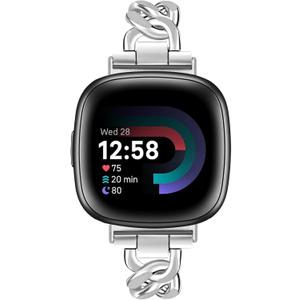 JR.DM Gold Watch Bands for Women Compatible with Fitbit Versa 4/Versa 3/Fitbit Sense 2/Sense Band Adjustable Metal Strap Cowboy Steel Chain Bracelet