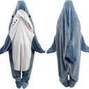 Shark Blanket Hoodie Onesie for Adult & Kid, Wearable Shark Sleeping Bag, Soft Cozy Onesie Costume S
