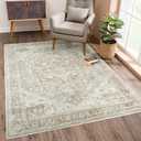 Bloom Rugs Washable Non-Slip 6' x 9' Rug - Beige/Gray Traditional Area Rug for Living Room, Bedroom, Dining Room, and Kitchen - Exact Size: 6' x 9'