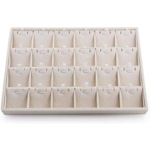 Oirlv Stockable 24 Grids Insert Jewelry Tray Pendant Earrings Storage Trays Showcase Display Organizer