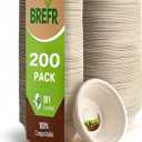 200 Pack 16oz Compostable Paper Bowls, Bulk Biodegradable Bowls Heavy Duty Sugarcane Bowls for Restaurant, Soup Shop, Meal Prep