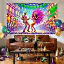 Festival Carnival Banner Mardi Gras Party Backdrop Masquerade Photoshoot Photography Background Purple New Orleans Mask Mardi Gras Party Decorations Banner Photo Booth Props (Feathered Mask#006)