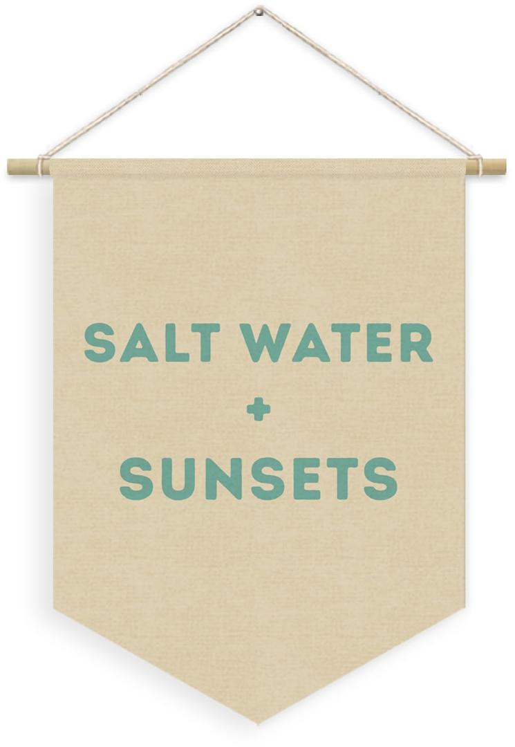 2 x XYDEG Ocean Nursery Decor, Salt Water Sunsets Beach Linen Canvas Banner, Neutral Coastal Nautical Nursery Wall Hanging Pennant Flag Banner for Kids Toddler Room Bedroom Playroom Decor, 15x11in