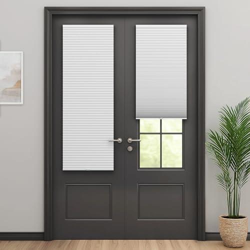 LazBlinds Cordless Cellular Shades for French Doors, No Drill French Door Blinds for Privacy, Blackout Light Blocking Honeycomb Shades for Sliding Doors Front Door Patio, 1 Pack, 24" W x 78" H, White