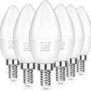 MAXvolador E12 LED Candelabra Light Bulbs 60W Equivalent, Daylight White 5000K 600 Lumen Chandelier Bulb, 6W B11 Candle Base, Non-Dimmable, Pack of 6