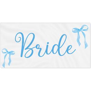 R HORSE Bride Beach Towel for Bachelorette Party Decorations, Cute Blue Bow Beach Towel for Bride to Be Bridal Shower Gift, 30 x 60 Inch Quick Dry Sand Free Blanket Honeymoon Engagement Supplies