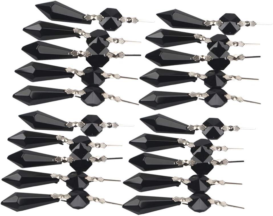Sun Cling Replacement Chandelier Icicle Crystal Prisms,Pack of 20 (38mm, Black) (1.5In)
