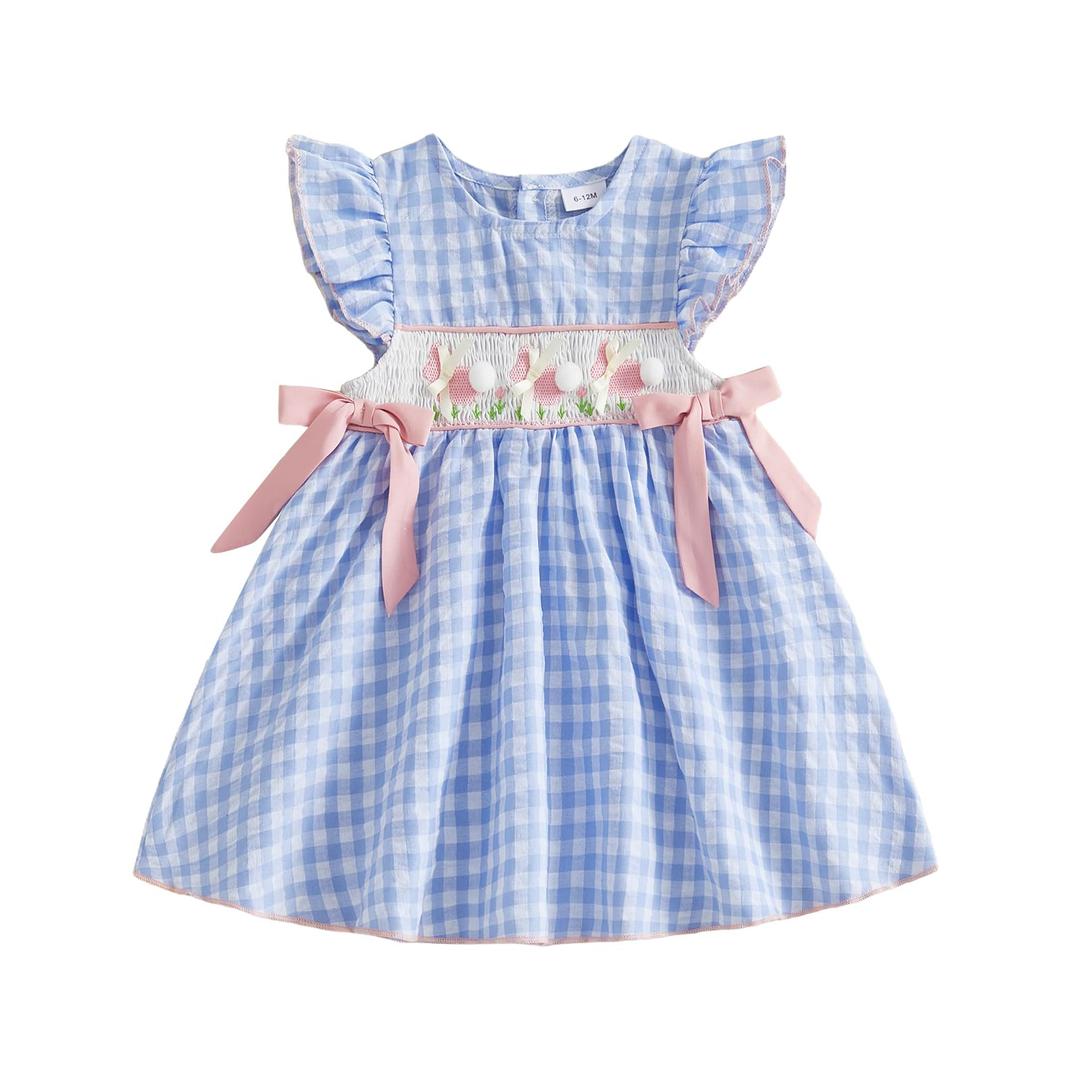 Toddler Little Girl Halloween Dress Pumpkin Fly Sleeve Plaid Smocked Dresses Halloween Baby Girl Fall Clothes 2-3 Year