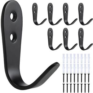 Stainless Steel Hooks for Hanging, Heavy Duty Hook, Wall Hooks Key Holder Wall Mount Hanger Coat Hook Garage Storage Screw Utility Hooks, 8 Pack (Black)