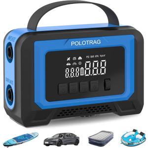 Paddle Board Pump, Tire Inflator Portable Air Compressor - Cordless Air Pump for Inflatables with Auto-Off, Deflate Function, Rechargeable Sup Pump Electric for Car Tires, Paddleboards, Mattress (Lake Blue)