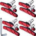 Hotop 4 Pairs Bike Brake Pads Mountain Bike Brake Pads with Hex Nuts and Spacers v Bicycle Brake Blocks Set, 70 mm