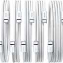 LISEN USB C Cable, 5-Pack [3.3/3.3/6.6/6.6/10FT] USBC to USBC Cable for iPhone 16e 15 Pro Max Charger Cord, 60W (3.1A) C to C Cable Fast Charging for Samsung S25/S24/23, Switch 2, iPad, MacBook,White
