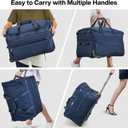 Hanke Large Expandable checked Luggage Suitcases with Wheels Foldable Duffle Bag for Travel suitcase for Women Men Garment BagBlue, 22 Inch