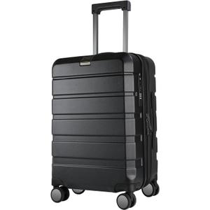 KROSER Hardside Expandable Carry On Luggage with Spinner Wheels & Built-in TSA Lock, Durable Suitcase Rolling Luggage with USB Port, Carry-On 20-Inch, Black, 14.1 x 8.8 x 21 inches