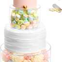 Choowin 2 Pcs Acrylic Cake Stand Fillable Cake Stand Floating Clear Cake Stand Cake Riser Cake Tier Cake Display Round Cake Stand Birthday Wedding Cake Stand Cylinder Stand for Party(10 inch,6 inch)