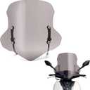 Mokuo Universal Upgrade 4MM Thickness Motorcycle Windshield in PC Material Compatible with Scooter Moped Smoke grey color