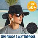 NPJY Sun Fishing Hats with Neck Flap for Men Women UV Sun Protection Safari Hat Wide Brim Bucket Hat