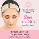 MILANO COLLECTION Lace Top Grip Comfort Band for Toppers Hair & Wiglets, Non-Slip & Glueless Velvet Wig Band for Large Base Hairpieces, Adjustable Top Grip for Hair Topper & Wigs, Beige, Large