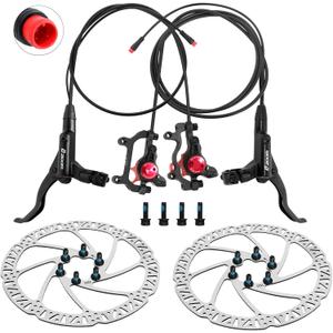 Z00M HB875E Ebike Hydraulic Disc Brake Set, Electric Power-Off Hydraulic Brake Set with 180mm Rotors, Pre-Bled with Mineral Oil Brakes Kit for eBike, Mountain Bike, Road Bike