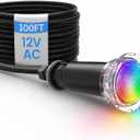 1.5 Inch RGBW LED Pool Lights for Inground Pool with 100ft Cord Color Changing 12V AC Direct Replacement for Pentair GloBrite MicroBrite Pool Light IP68 Waterproof Underwater Led Spa Light