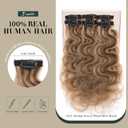 Short Hair Extensions Clip ins,S-noilite Short Clip in Hair Extensions Real Human Hair,Wavy Mini Hairpieces for Add Volume and Highlights,6 Pieces 31g 10 inch Medium Brown Mixed Dark Blonde