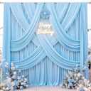 30 ft x 10 ft Wrinkle Free Baby Blue Backdrop Curtains for Parties, 6 Panels 5 ft x 10 ft Polyester Light Blue Photo Backdrop Drapes for Birthday Wedding Party Baby Shower Photography