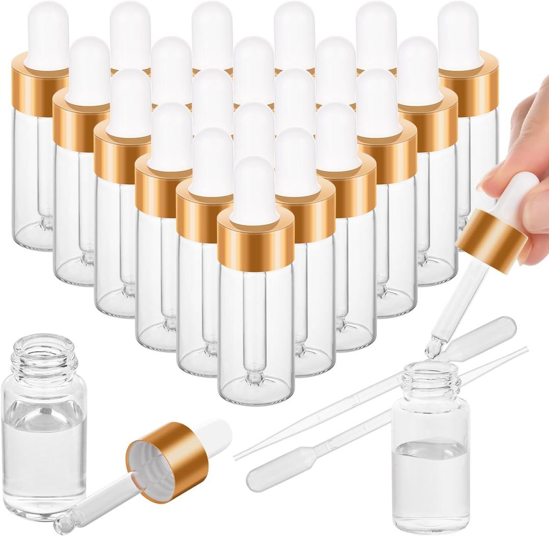100 Pack Mini Dropper Bottle for Cuticle Oil, 10ml Small Sample Essential Oil Dropper Bottles for Travel, Clear Empty Vails for Cosmetic Perfume