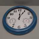 JENLYSTIME 13 Inch Outdoor Clock, Waterproof and Silent, with Thermometer and Hygrometer, Large Numbers for Easy Reading, Perfect for Home,Office,Bedroom,Kitchen,Porch,Garden,Pool(Blue)