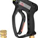 YAMATIC Short Pressure Washer Gun with Swivel, 5000 PSI Power Washer Wand Stubby Trigger Handle with 3/8" Plug & M22-14mm Male Inlet, 1/4" Quick Connect Outlet for Foam Cannon Car Wash