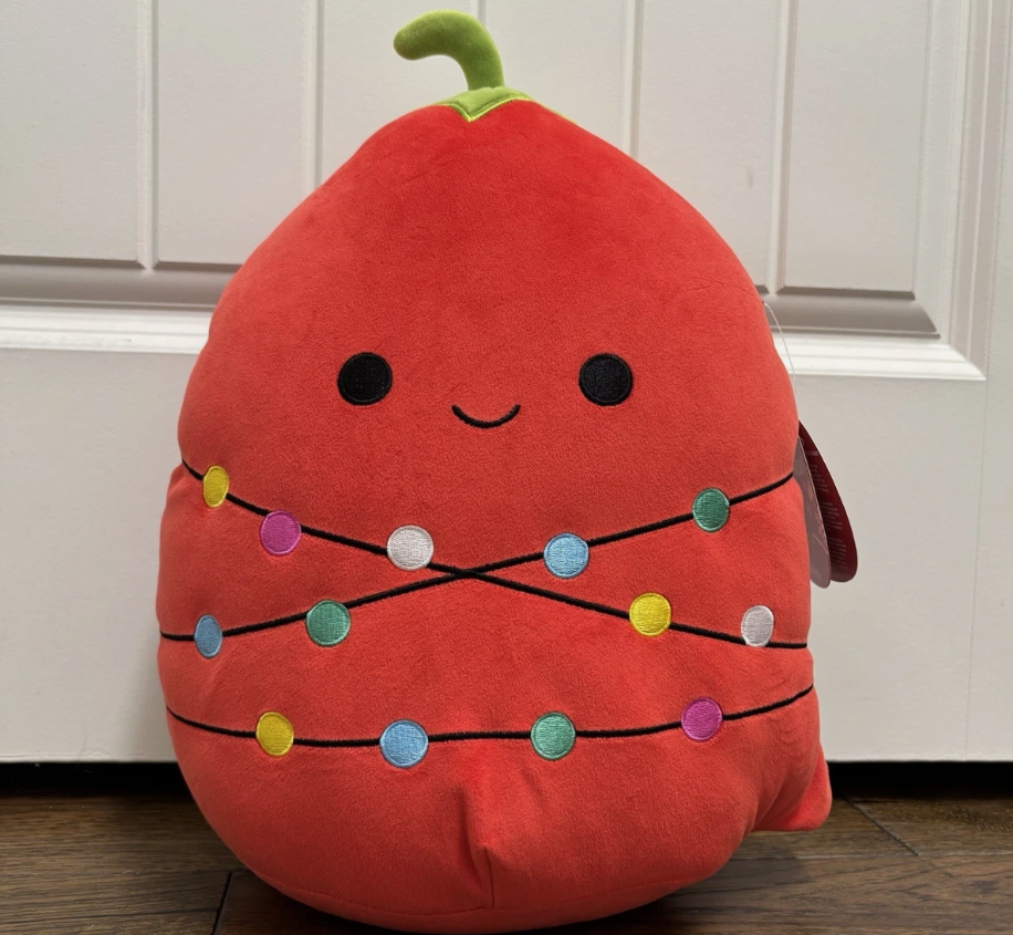 Squishmallow Christo the Chili Pepper Plush Stuffed 13 inch Christmas Lights