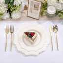 COLOSUS 60pcs Ivory Plastic Plates -Elegant Plastic Plates,Heavy Duty Cream Disposable Plates for Party Include 30 pcs Dinner Plate and 30 pcs Dessert Plate for Wedding/birthday/baby shower