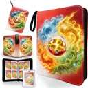 4 Pocket Trading Card Binder with 50 Removable Pages, Holds 400 Standard Cards, Secure Zipper Closure & PU Leather Cover for Collectible Games, Sports,TCG