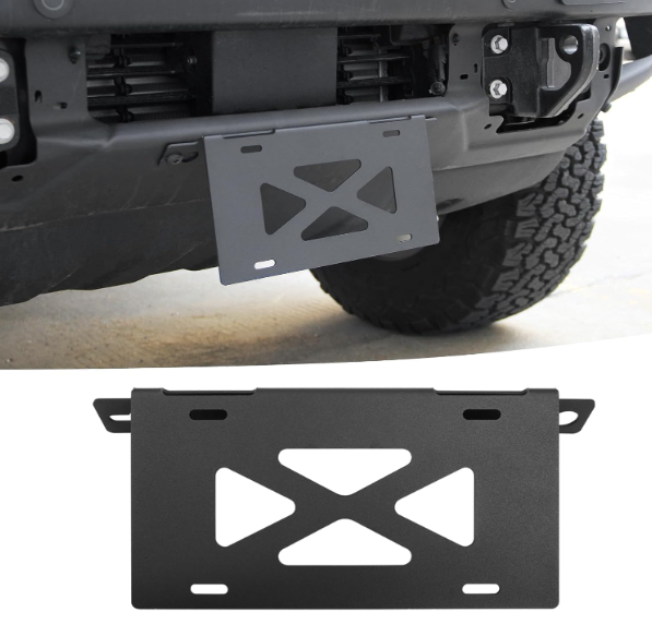 Front License Plate Bracket Compatible with Ford Bronco Accessories 2/4Door 2025 2024 2023 2022 2021, License Plate Mounting Holder Frames Fit for Bronco HeavyDuty Modular Bumper