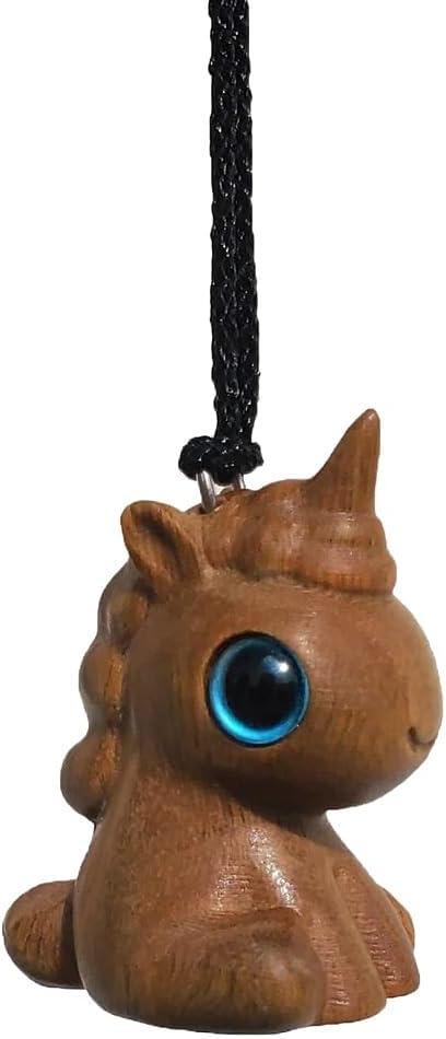 Cute Unicorn Car Rearview Mirror Hanging Ornament, Wooden Cool Vehicle Interior Accessories, TAICHODEER Hanging Decoration, Backpack Charm, Exquisite Pendant, Great Gift