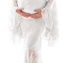 Saslax Off Shoulder Lace Maternity Dress for Photography Maxi Maternity Props Dresses for Photo Shoot Baby Shower (Small, White)