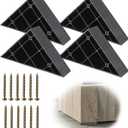 4-Pack Couch Risers, Heavy Duty Plastic Triangle Couch Legs, 5.9 Inch Black Sofa Replacement Feet with Screws for Chair, Table, Cabinet & Bed Risers