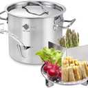 ARC 20QT Stainless Steel Tamale Steamer Pot with Easy-fill Water Spout, Seafood Crab Steamer with Divider and Rack