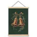 Qykwz Vintage Christmas Bell Wall Art Poster, Rustic Christmas Decor, Retro Gold Xmas Bell Ornament Holiday Wall Decor Canvas Prints for Home Bedroom Living Room, 12x16 in