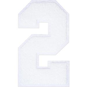 8" Chenille Number Patches Large Iron on Patches White Number Clothing Applique Patches (2)
