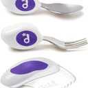 doddl Toddler Utensils, Ergonomic Fork Spoon and Knife Set for Self Feeding, Stainless Steel Silverware for 1-3 Year Olds, BPA Free, Dishwasher Safe (Indigo)