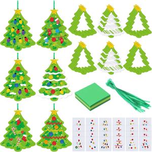Epakh 24 Sets Christmas Tree Crafts Kit Christmas Crafts Tissue Paper Sun Catcher Bulk Winter Xmas DIY Art Make Your Own Hanging Home Ornaments for Xmas Holidays Party Activities Decors