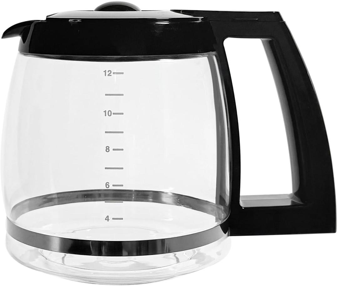 Replacement 12Cup Glass Carafe, Compatible with Cuisinart Coffee Maker, Replaces DCC1200PRC (Decorative Stainlesssteel Handle)