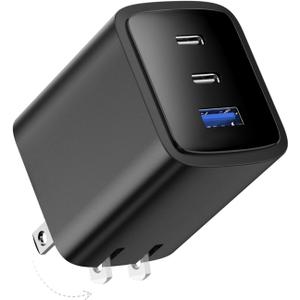 70W USB C Charger Block for MacBook Air MacBook Pro, 3-Port Wall Charger Compact Foldable for iPad Pro Air Mini, iPhone 16 15 14 13 12, 45W PPS Fast Charging for Galaxy S24 S23 S22 S21 Note 20, Pixel