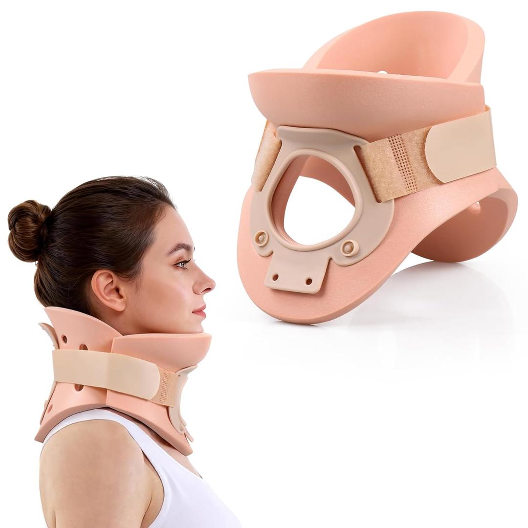 4 1/4 In Rigid Neck Brace Cervical Collar with Neck Support Foam Lightweight Soft Brace, Adjustable Cervical Traction Collar Relieves Neck Pain and Decompression for Men and Women (Neck height 4 1/4 Inch, Medium)